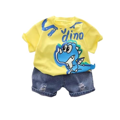 Innova Baby Boys T-Shirt & Short Set, Printed Half Sleeves Summer Outfit for Kids – Yellow