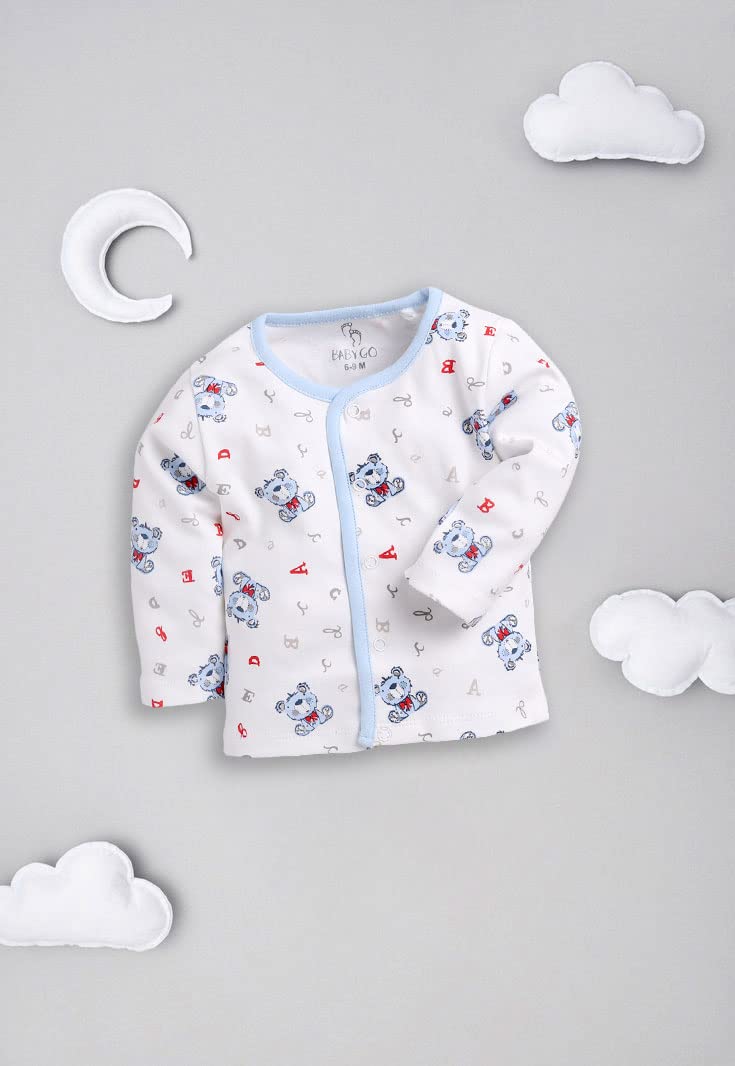 BUBBLE GEAR Cotton Full Sleeve Round Neck Front Open Pack of 3 Tees Baby Boy Clothing Set