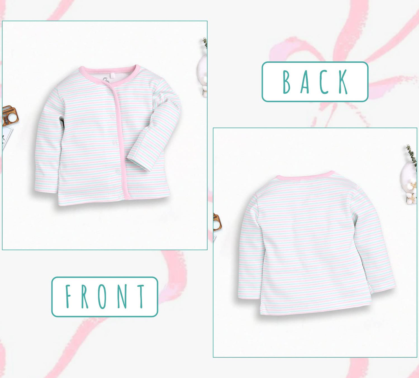 BUNDLE KIDS 100% Soft Cotton Front-Open Regular Fit Tees for Baby Boys & Girls, Summer Wear, 3-Pcs Combo