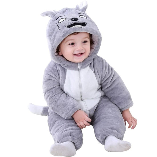 BRANWELL Unisex Baby Flannel Panda Jumpsuit Cosplay Snowsuit Hooded Romper Outwear Grey 9-12M
