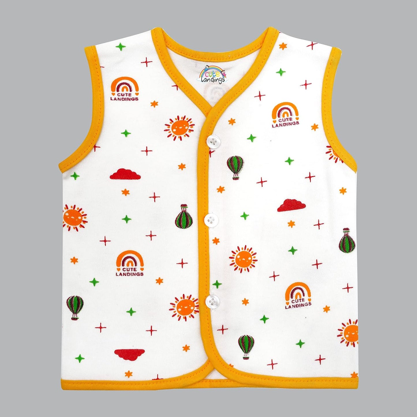 Cuddly Landings Newborn Baby Soft Cotton Sleeve Vest, Jhablas & Langot Nappy Set, Infant Wear